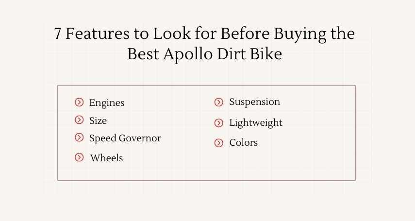 Apollo Dirt Bike buying guide chart